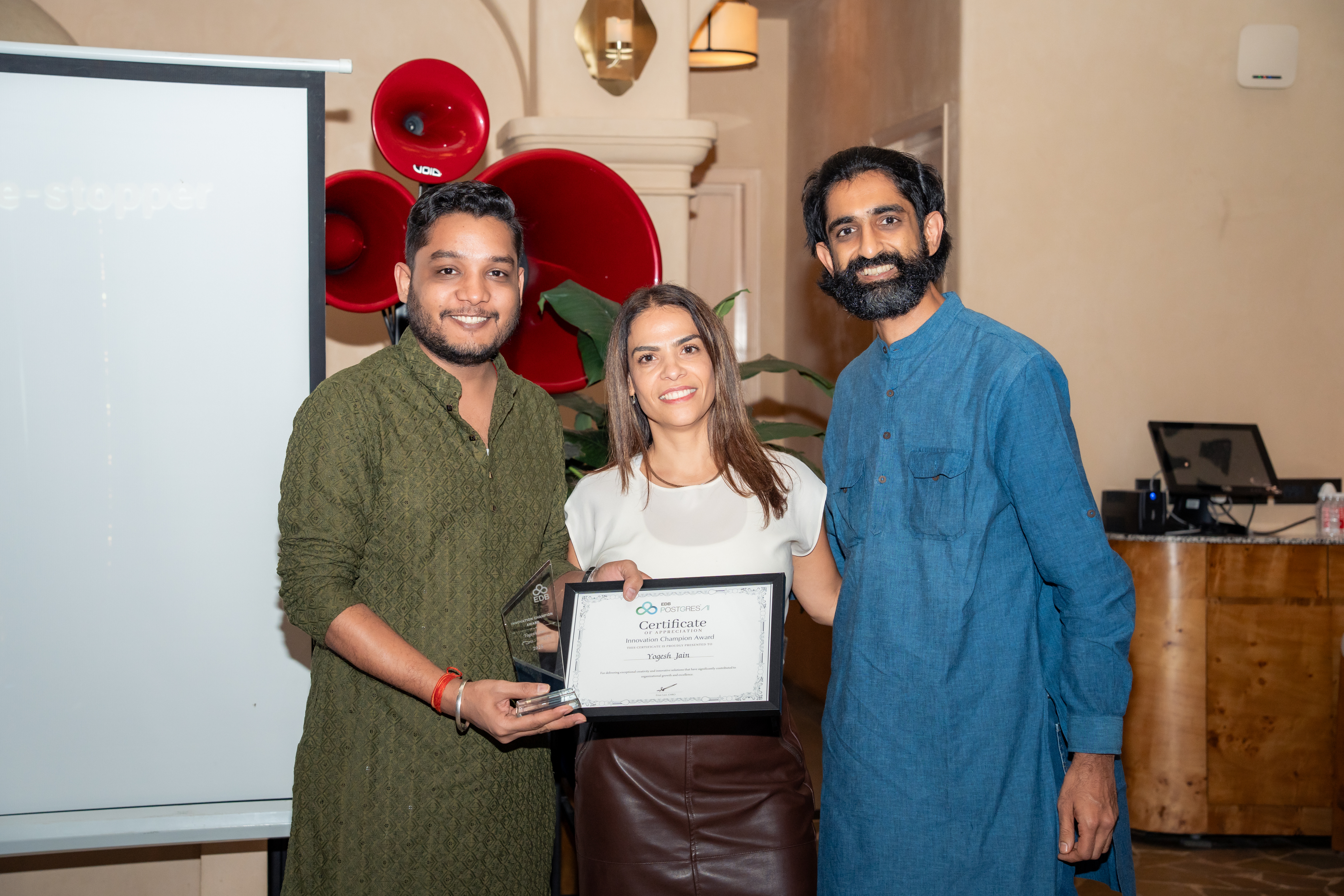 Receiving the Award @ Pune EOY Diwali event